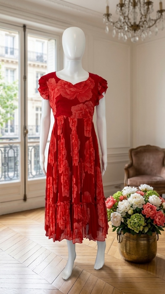 Red Floral Frocks (Size - M & L)