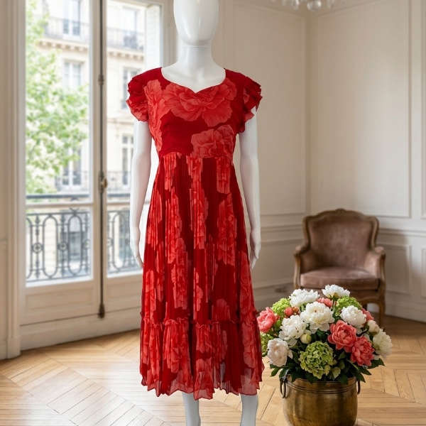 Red Floral Frocks (Size - M & L)