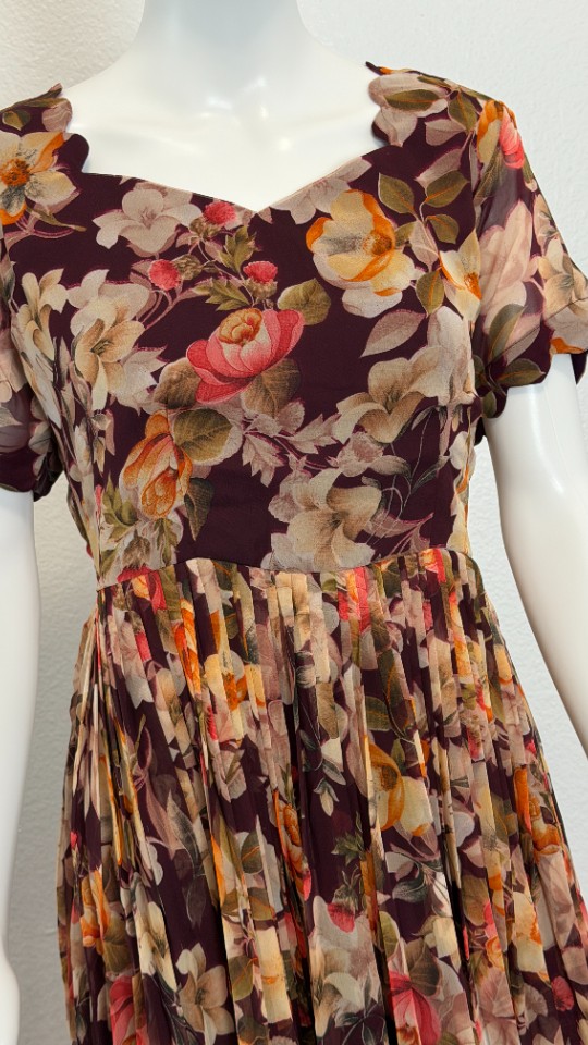 Emerald Garden Floral Frocks - Forest Burgundy (Size - XL)