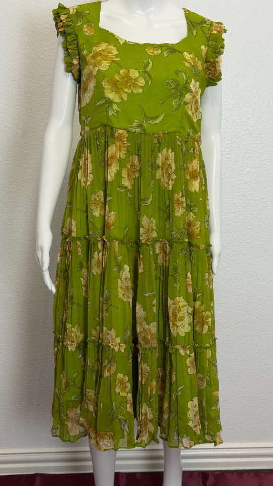 Emerald Garden Floral Frocks - Forest Green (Size - M)