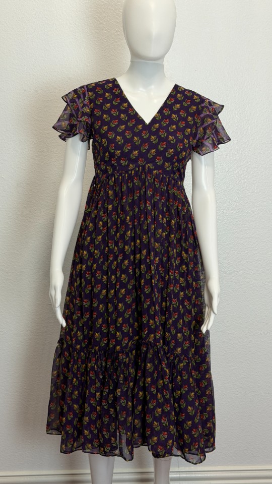 Emerald Garden Floral Frocks -Deep Violet (Size - S)