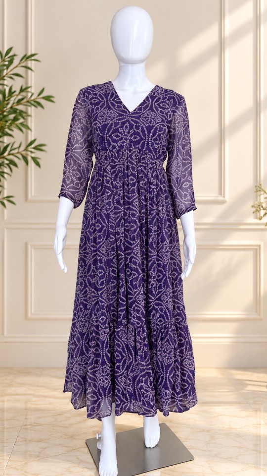 Bandini Designer Frocks - Violet (Size - M & L)